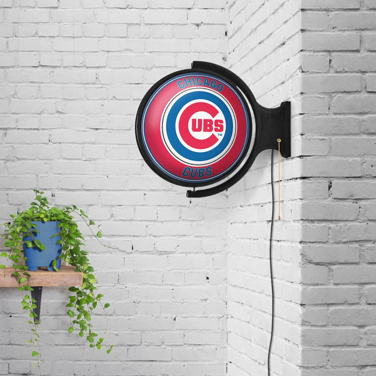 MBCUBS-115-01, Chicago, Chi, Cubs, Cubbies, CHIC,  Original, Round, Rotating, Lighted, Wall, Sign, The Fan-Brand, 704384950325, LED