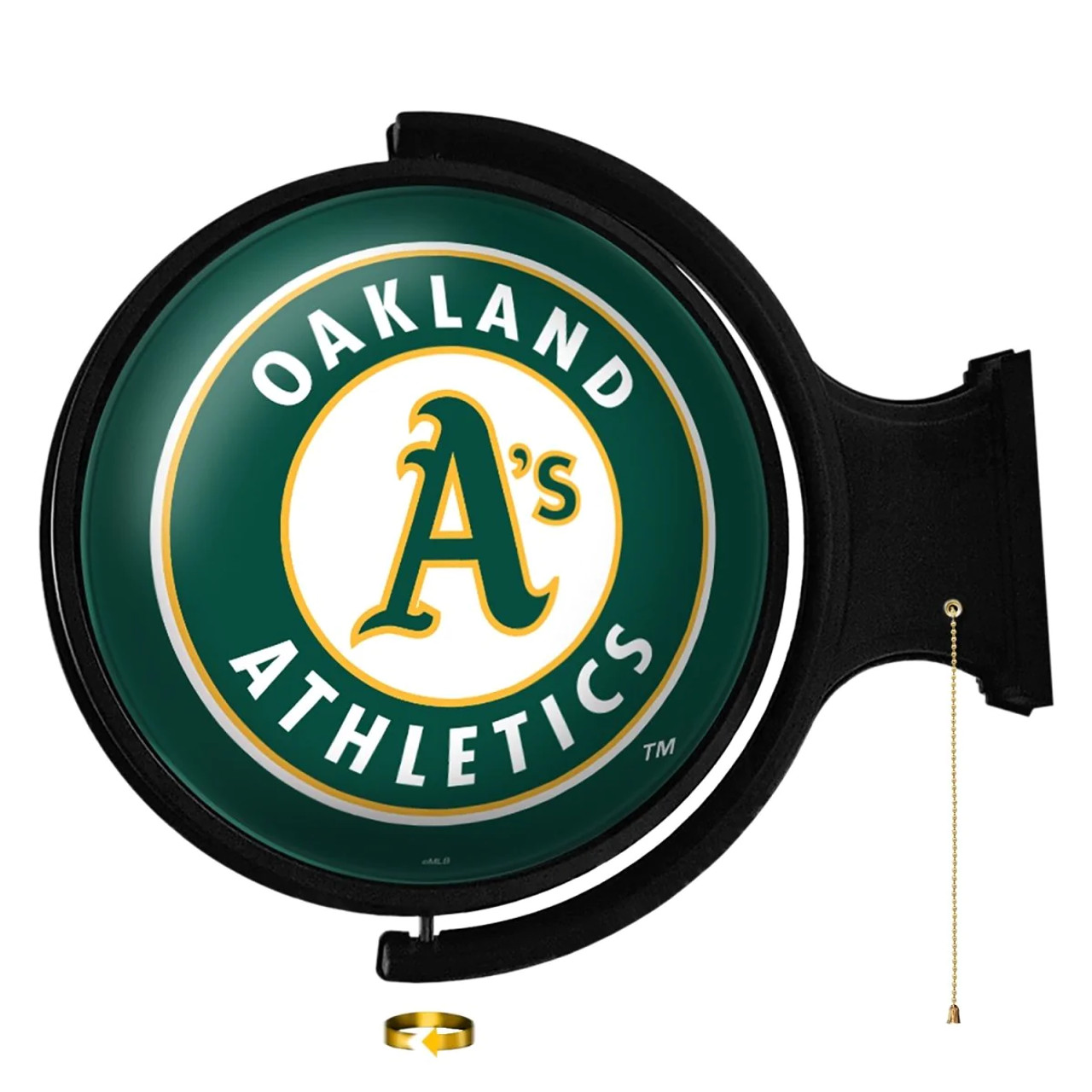 MBOAKL-115-01, OAK, Oakland, Athletics,  Original, Round, Rotating, Lighted, Wall, Sign, The Fan-Brand, 704384956549, LED