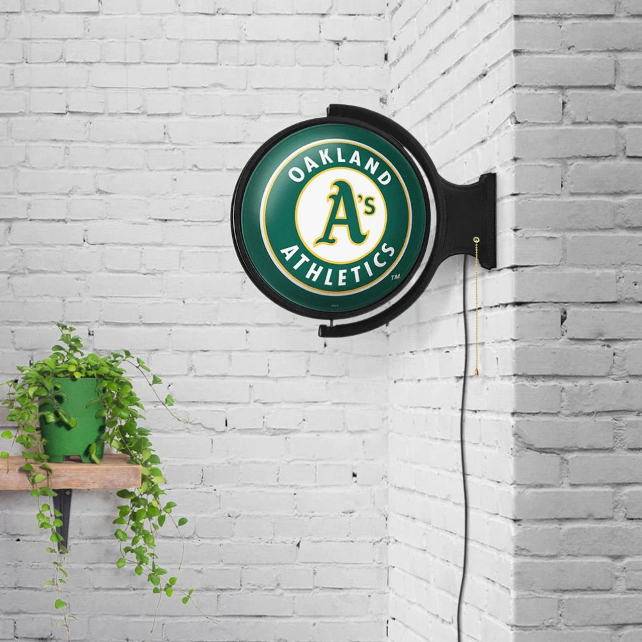 MBOAKL-115-01, OAK, Oakland, Athletics,  Original, Round, Rotating, Lighted, Wall, Sign, The Fan-Brand, 704384956549, LED