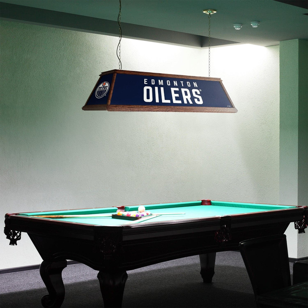 Edmonton Oilers: Premium Wood Pool Table Light