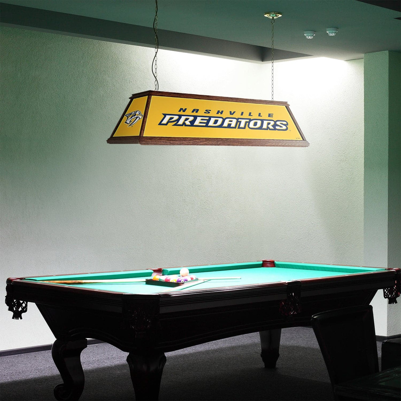 NAS, NASH, Nashville, Preds, Predators, Premium Wood, 4-ft, Florescent, Wooden, Pool, Billiard, Table, Light, lamp, NHL, The Fan-Brand, 686878992939