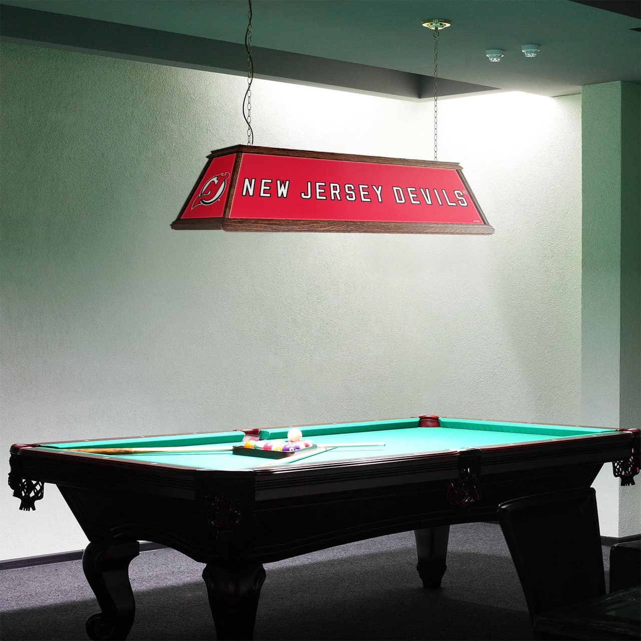 New Jersey Devils: Premium Wood Pool Table Light