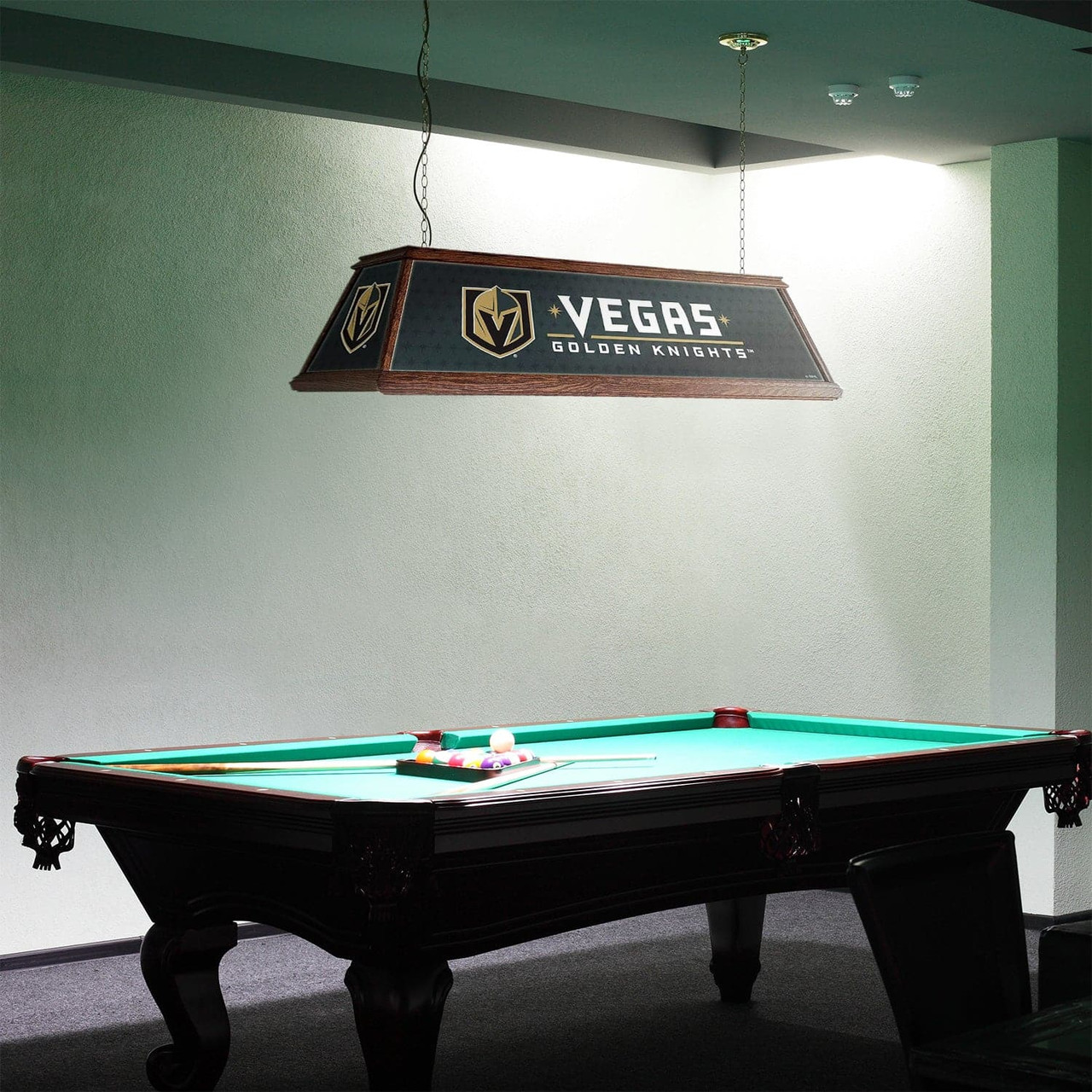 Vegas, Las, LV, Golden, Knights, Premium Wood, 4-ft, Florescent, Wooden, Pool, Billiard, Table, Light, lamp, NHL, The Fan-Brand, 686878991451