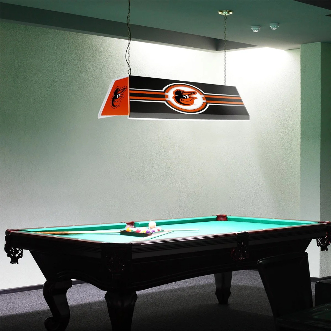 MBORIOLES-320-01B, BAL, Baltimore, Orioles, BALT, Edge Glow, Billiard, Pool, Table, Light, Lamo, "B" Version, MLB, The Fan-Brand, 704384966869