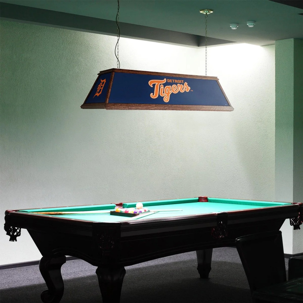 MBTIGERS-330-01A, DET, Detroit, Tigers, Premium, Wood, Billiard, Pool, Table, Light, Lamp, MLB, The Fan-Brand, "A" Version, 704384965756