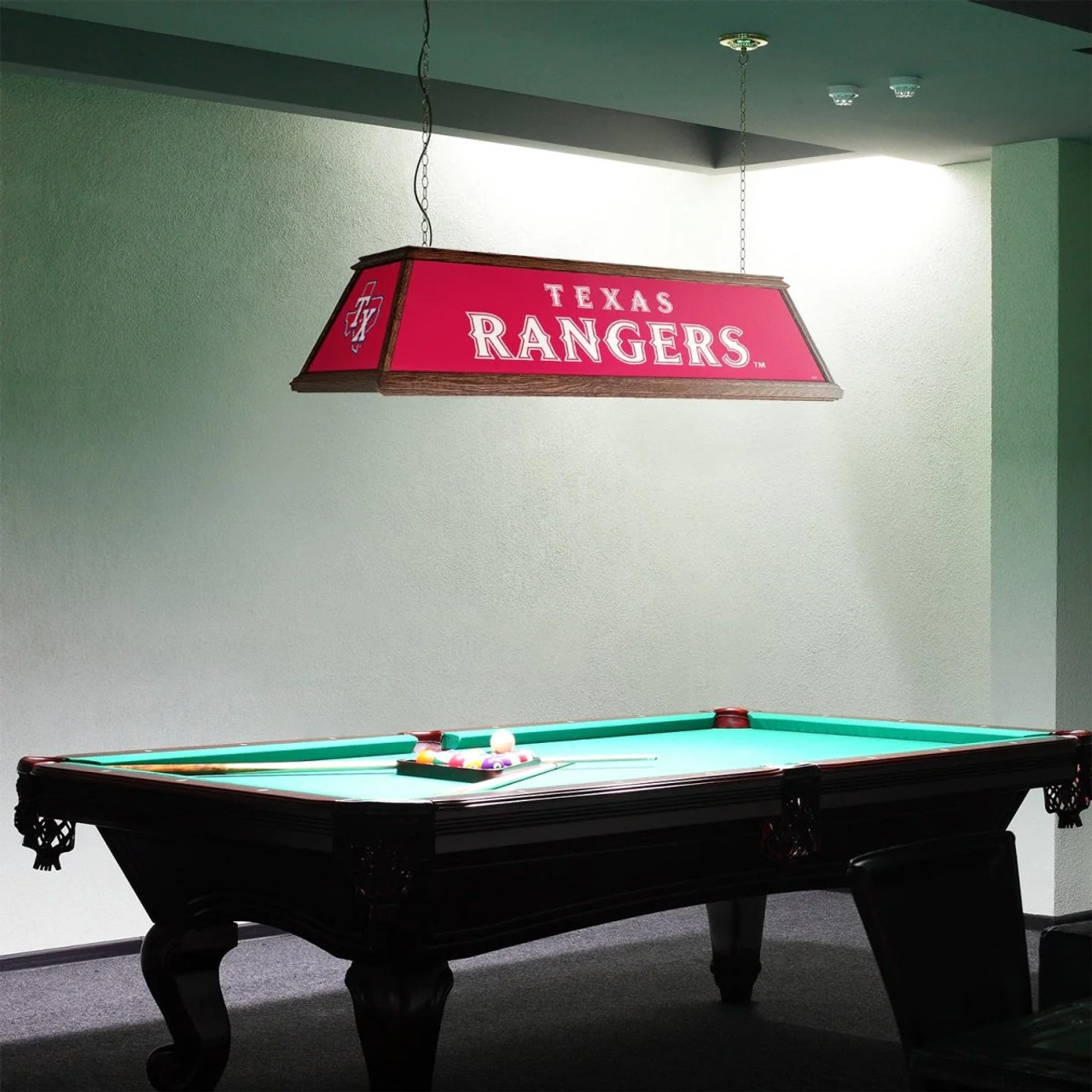 Texas Rangers: Premium Wood Pool Table Light "Red" Version