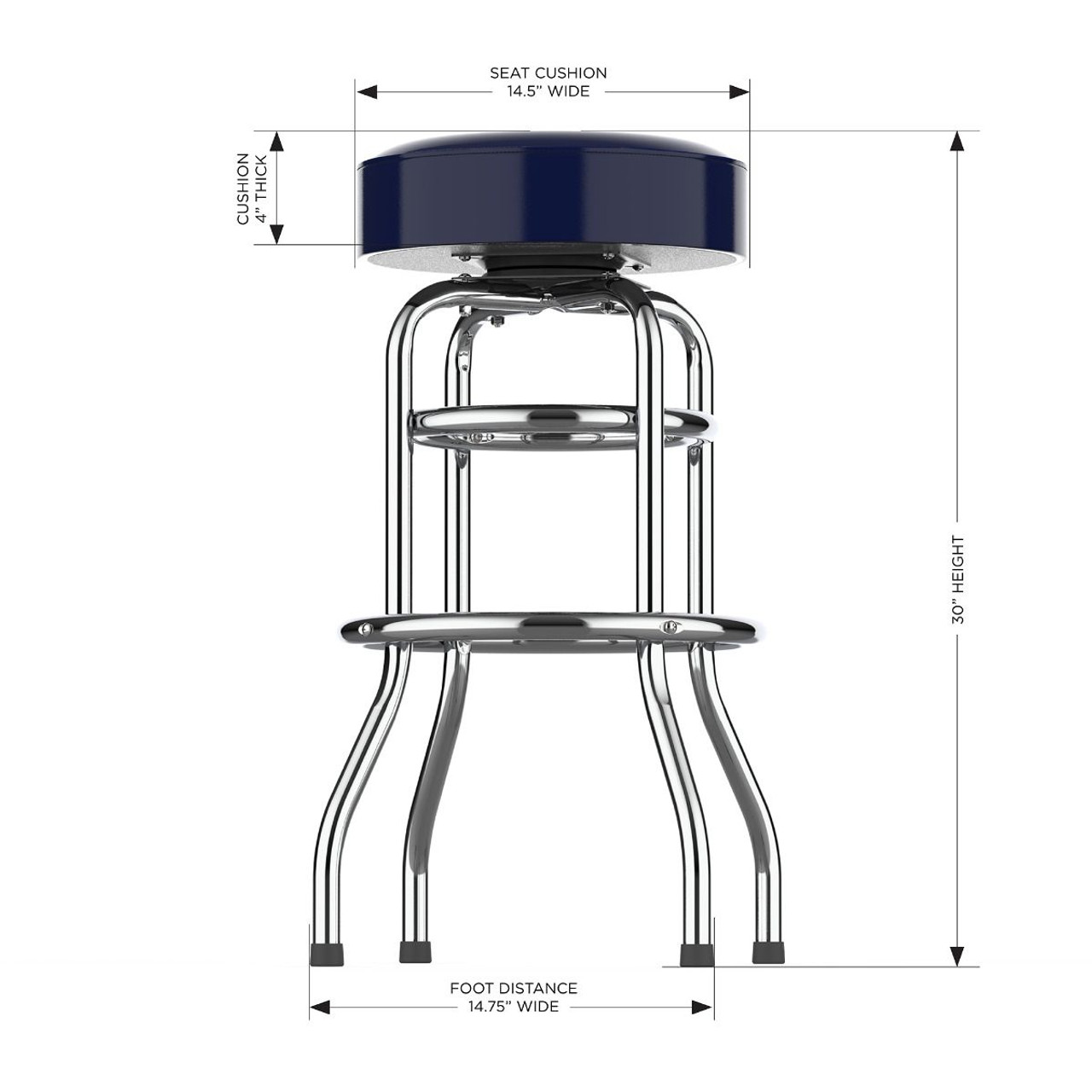 Chi, Chicago, Bears, 30", Chrome, Bar, Stool, 680-1019, 26-1001, NFL, Imperial, 720801324081