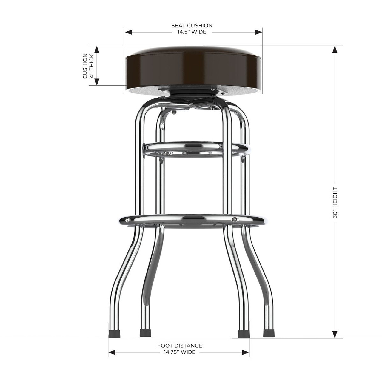 Cle, Cleveland, Browns, 30", Chrome, Bar, Stool, 680-1020, 26-1001, NFL, Imperial, 720801324098