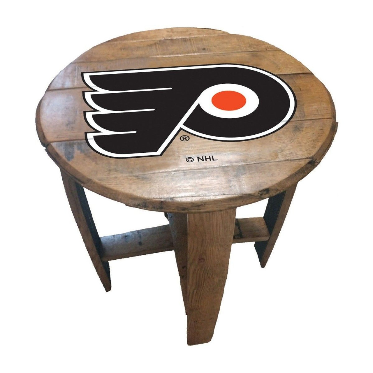 629-4004, Philadelphia, PHI, Philly, Phily, Flyers, Oak, Whiskey, Bourbon, Barrel, Side, Table, FREE SHIPPING, NHL. Imperial