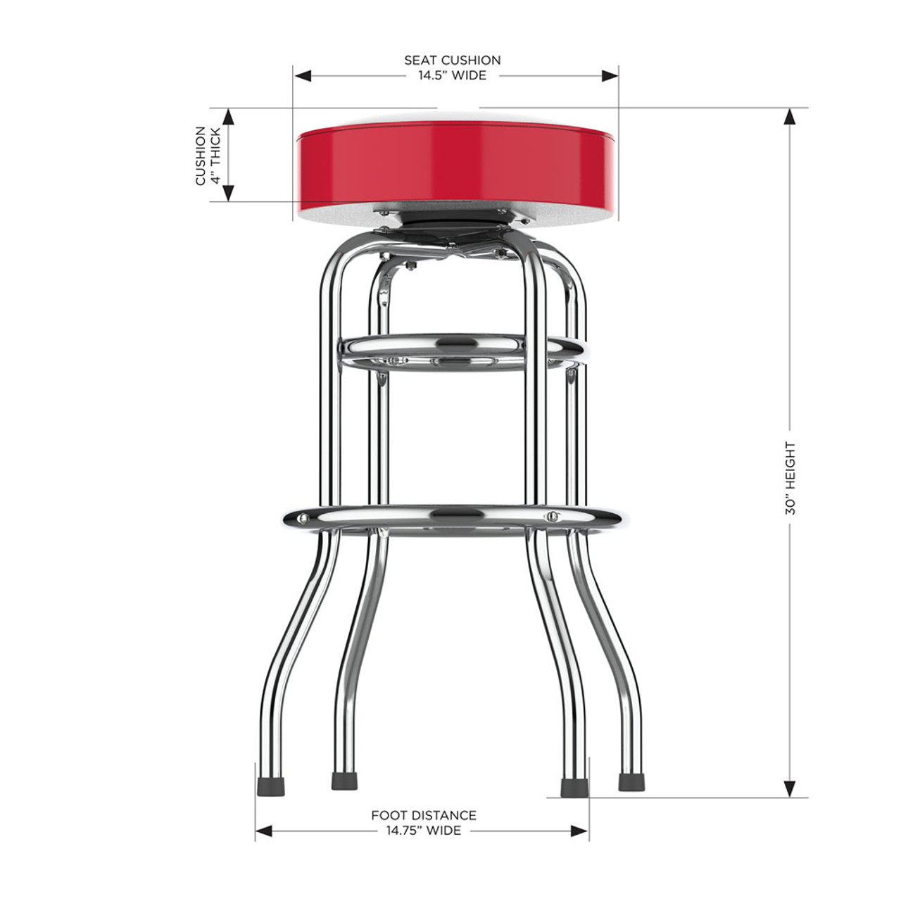 720801364094, University, Nebraska, Cornhuskers,  30", Commercial, Chrome, Bar, Stool, 680-3010, Imperial