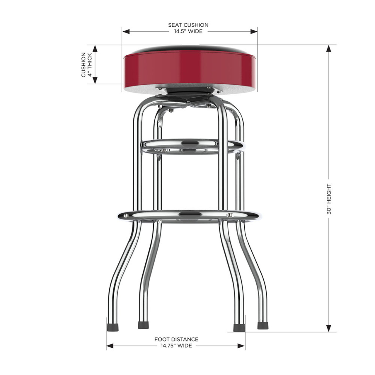 720801364162, University, Arkansas, AR, ARK, Razorbacks,  30", Commercial, Chrome, Bar, Stool, 680-3022, Imperial