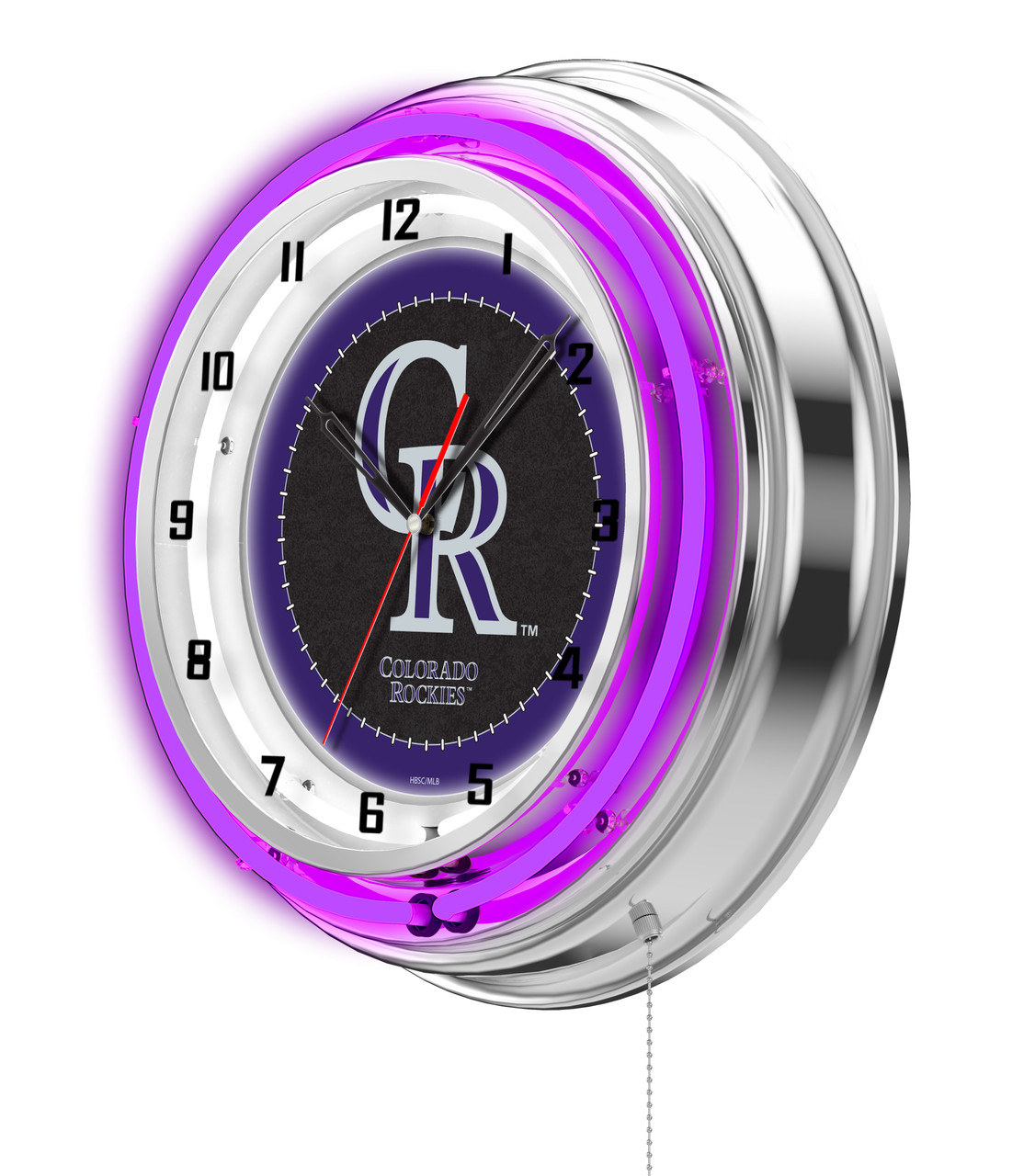 Colorado, Rockies, 19", Double, Neon, Wall, Clock,  Holland, Bar Stool Co, MLB, COL, CO, Clk19MLBCol, CLK19, 071235007317