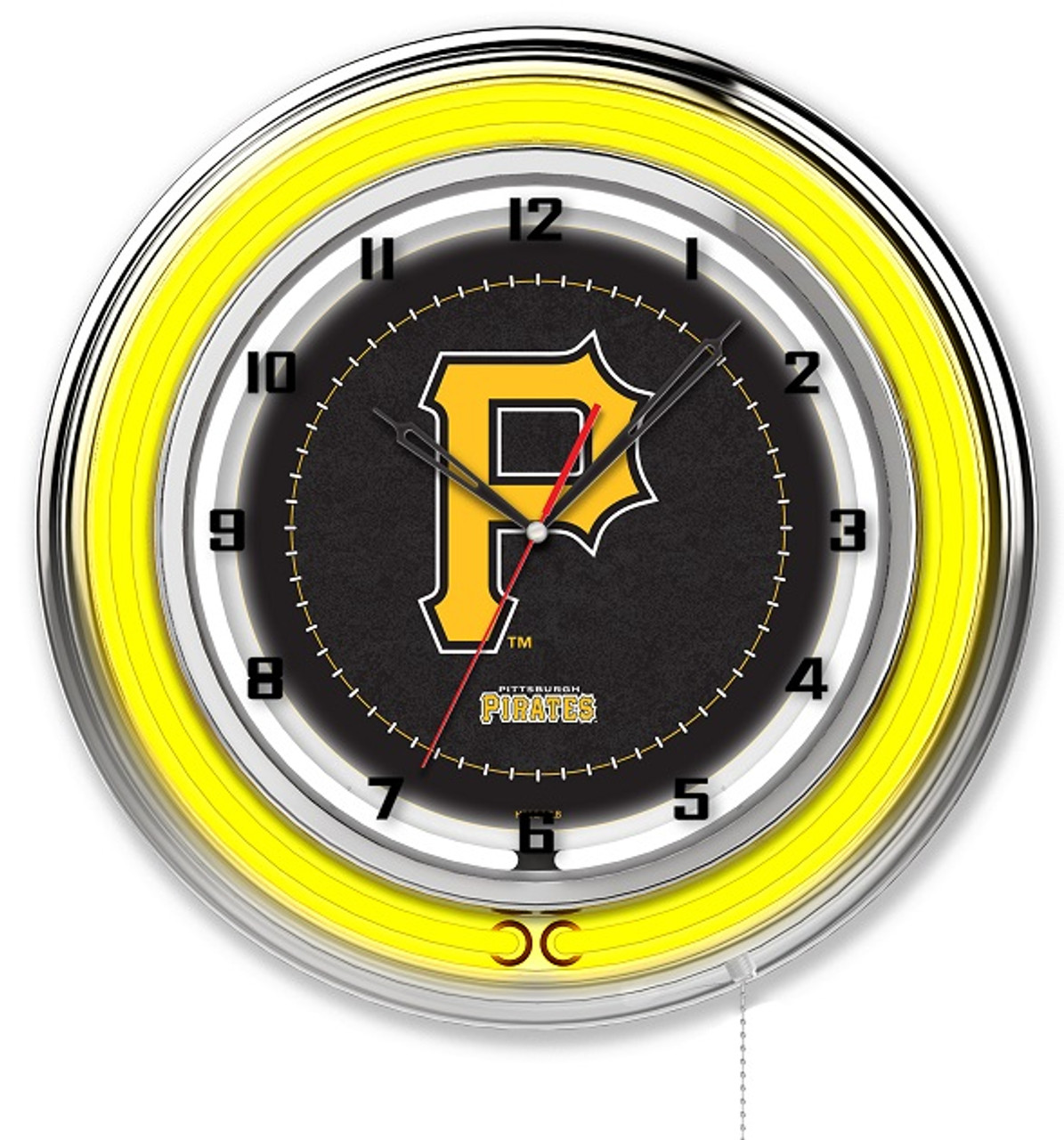 Pittsburgh, Pirates, 19", Double, Neon, Wall, Clock,  Holland, Bar Stool Co, MLB, Pit, Clk19MLBPit, CLK19, 071235007461