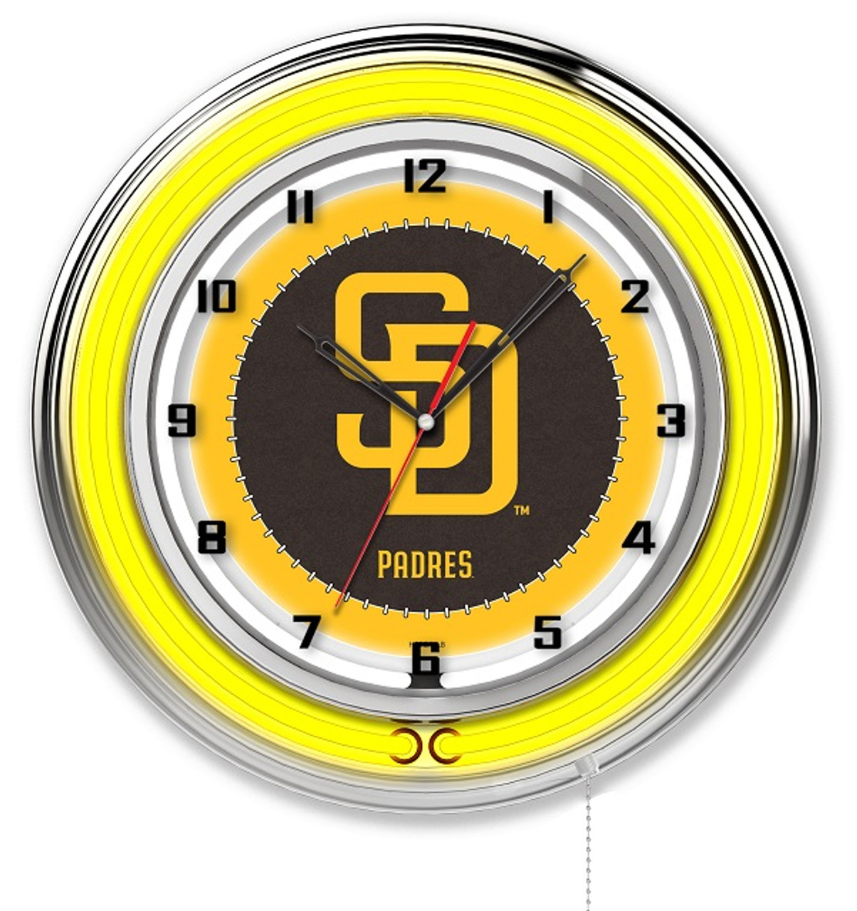 San Diego, Padres, 19", Double, Neon, Wall, Clock,  Holland, Bar Stool Co, MLB, SD, Clk19MLBSDP, CLK19, 071235007478