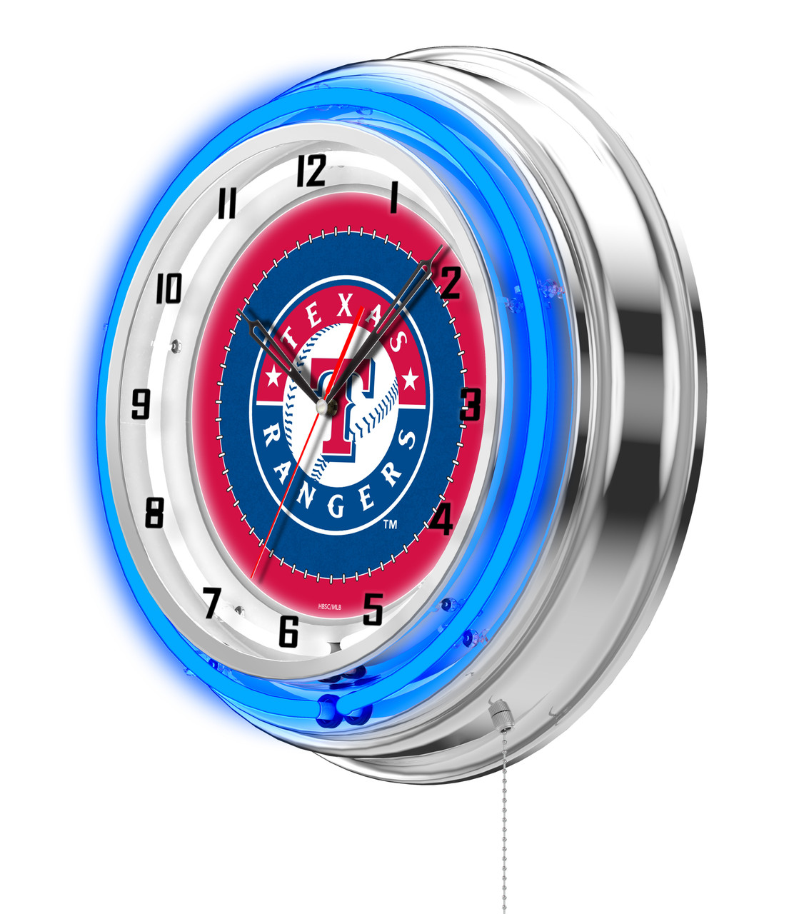 Texas, Rangers, 19", Double, Neon, Wall, Clock,  Holland, Bar Stool Co, MLB, TEX, TX, Clk19MLBTex, CLK19, 071235007546