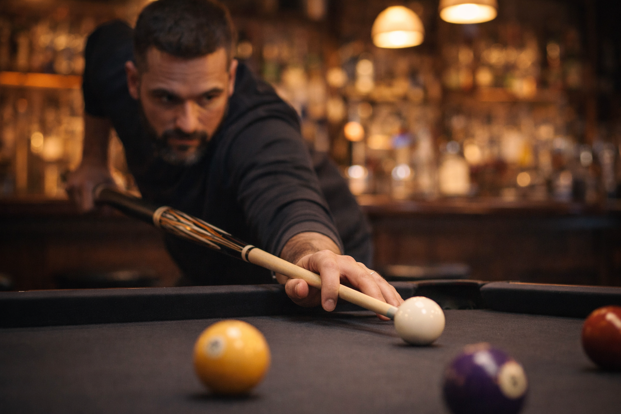 Players Energy HC17 Sneaky Pete Pool Cue – Natural Maple, Black Linen Wrap, Pro Performance