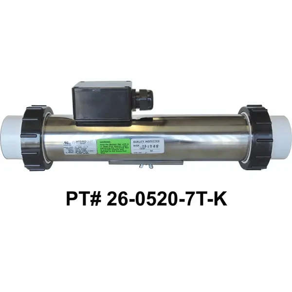 Saratoga 0520, 5.5kW Flo-Thru Heater Assembly 26-0520-7T-K2 - Straight View