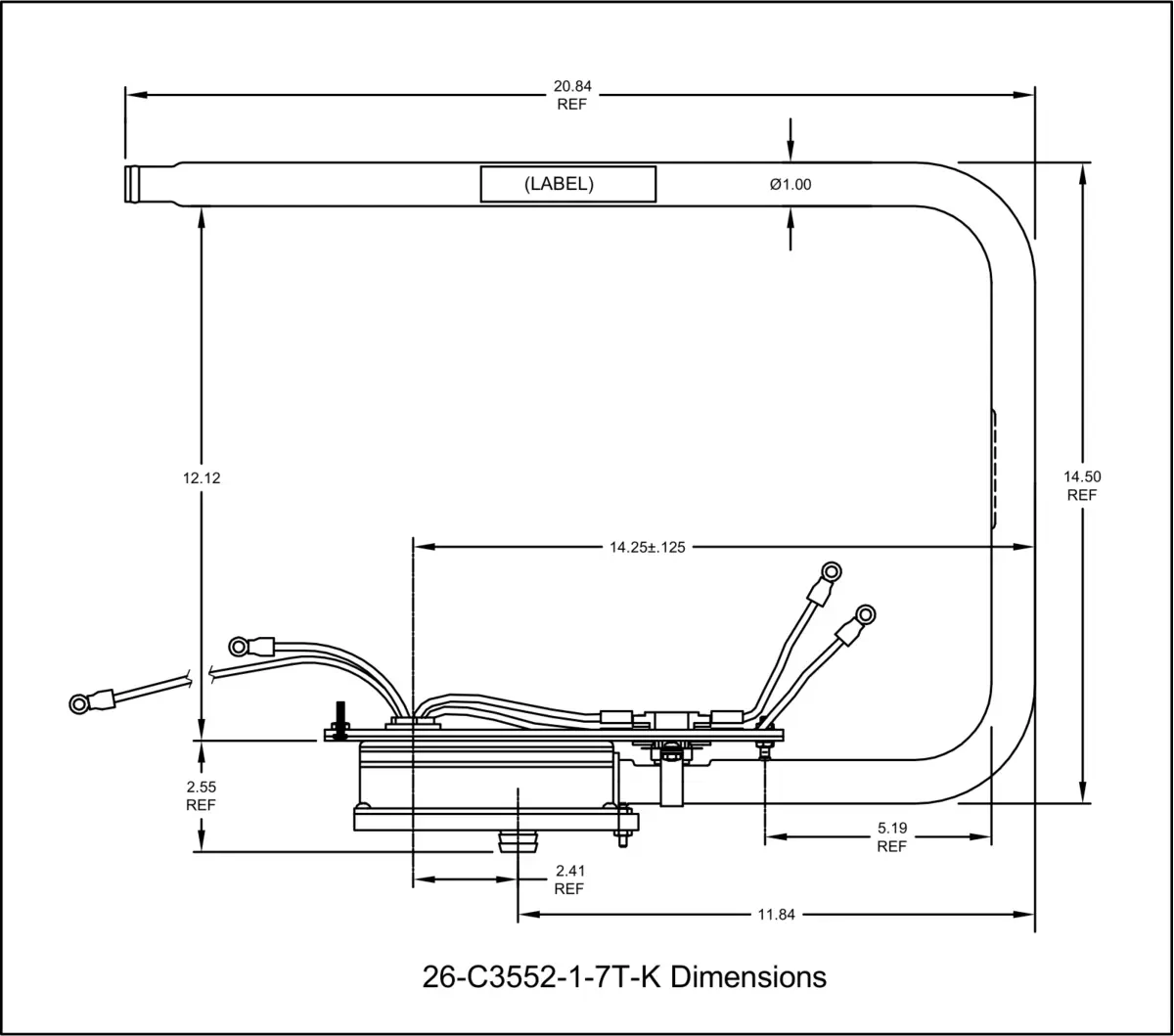 Dimension One C3552-1, 5.5kW Laing Square Back Low Flow Heater Assembly 26-C3552-1-7T-K - Dimensions