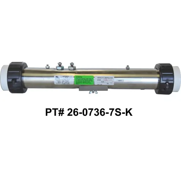 Advance LA Spa Replacement 0736, 5.5kW Flo-Thru Heater Assembly 26-0736-7S-K - Front View