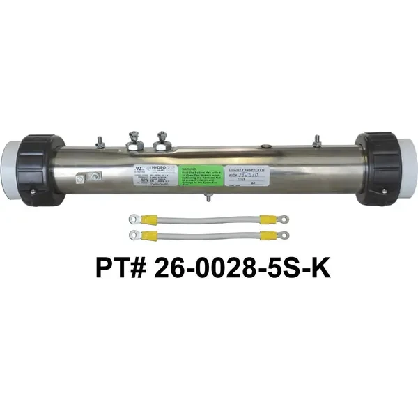 Vita Spas DM Vita 0028, 4.0kW Flo-Thru Heater Assembly 26-0028-5S-K- Front View
