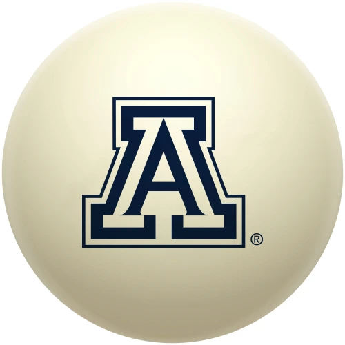 Arizona Wildcats cue ball featuring the University of Arizona Block “A” logo in navy, red, and white on a classic ivory-colored billiard ball, displayed individually on a white background.
