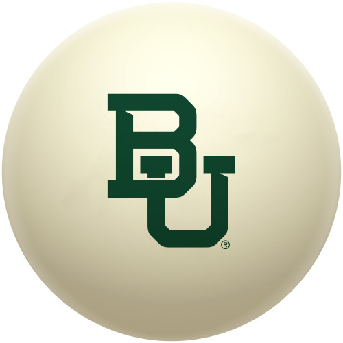 Baylor Bears cue ball featuring the interlocking BU logo in Baylor green on a classic ivory-colored billiard ball, displayed individually on a white background.
