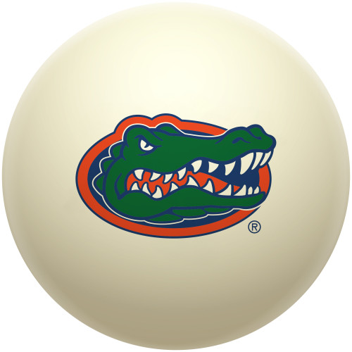 Florida Gators cue ball featuring the colorful Gators alligator-head logo on a classic ivory-colored billiard ball, displayed individually on a white background.