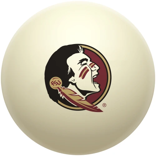 Florida State Seminoles cue ball featuring the garnet, gold, black, and white Seminoles logo on a classic ivory-colored billiard ball, displayed individually on a white background.