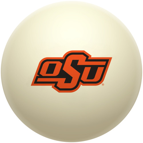 Oklahoma State Cowboys cue ball featuring the orange and black OSU logo on a classic ivory-colored billiard ball, displayed individually on a white background.