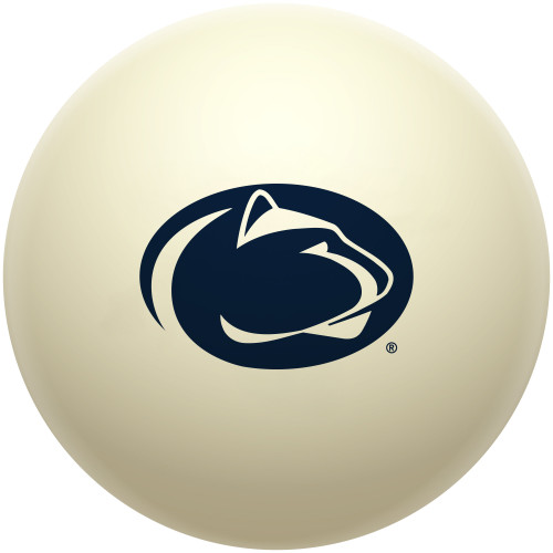 Penn State Nittany Lions cue ball featuring the iconic navy blue Nittany Lion logo on a classic ivory-colored billiard ball, displayed individually on a white background.