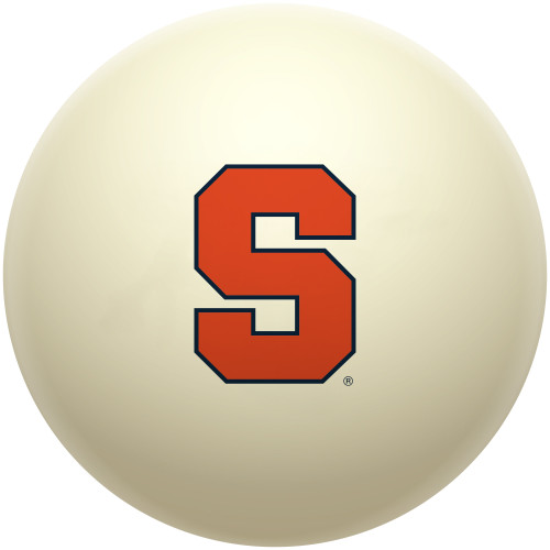 Syracuse Orange cue ball featuring the iconic orange Block S logo with dark outlining on a classic ivory-colored billiard ball, displayed individually on a white background.
