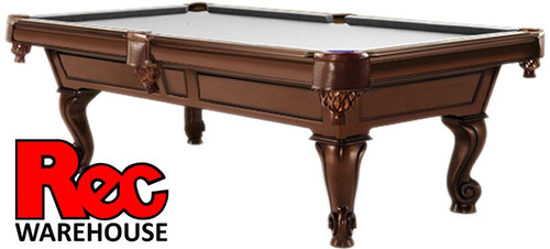8', 1", slate, Pool, Billiard, Table, Hennessy, 2-tone, Antique Walnut, solid wood, leather pocket, Delta Billiards, 002-003G, installed, professional installation, commercial,