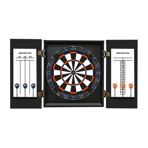 624-1003, Denver Broncos, Fan's Choice, Dartboard, Cabinet, Darts, Flights, Set, FREE SHIPPING, Imperial, 720801912738