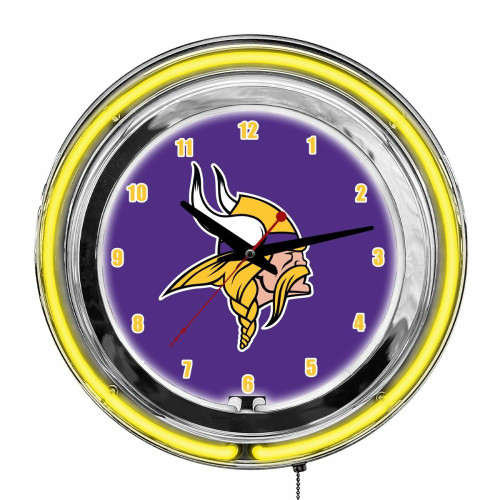655-1007, MN, Minnesota, Vikings, 14", Neon, Clock, NFL, Imperial, Logo, FREE SHIPPING
