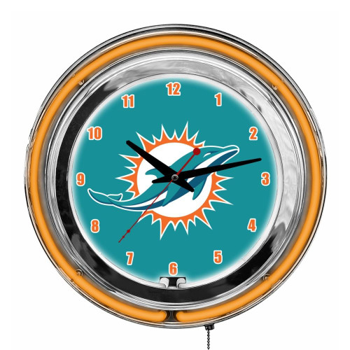 655-1008, Miami, Dolphins, 14", Neon, Clock, NFL, Imperial, Logo, FREE SHIPPING