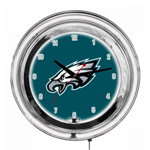 655-1037, Philadelphia, Eagles, 14", Neon, Clock, NFL, Imperial, Logo, FREE SHIPPING