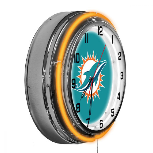 656-1008, Miami, Dolphins, 18", Neon, Clock, NFL, Imperial, Logo, FREE SHIPPING