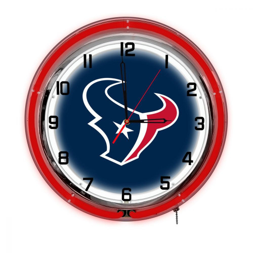 656-1034, Houston, Texans, 18", Neon, Clock, NFL, Imperial, Logo, FREE SHIPPING
