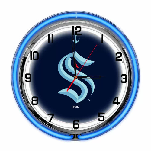 656-4033, Seattle, SEA, Kraken, 18", Neon, Clock, NHL, Imperial, Logo, FREE SHIPPING,