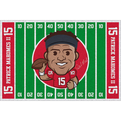 520-5051, Patrick Mahomes, 4'x6', Players, Homefield, Stainmaster, Area Rug, KS, Kansas City, Chiefs, QB, Quarterback, NFL, Imperial FREE SHIPPING, 720801912516