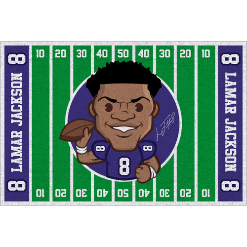 520-5060, Lamar Jackson 4'x6' Players Homefield Stainmaster Area Rug, FREE SHIPPING, Bal, Baltimore, Ravens, QB, Quarterback,' NFL, Imperial, 720801913544
