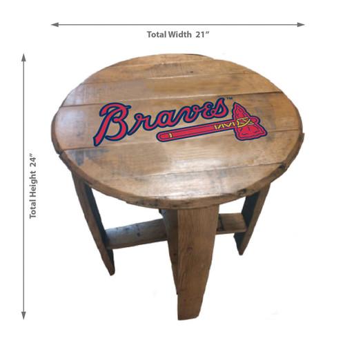 629-2010, Atlanta, Braves, ATL,, Oak, Whiskey, Bourbon, Barrel, Table, Side, FREE SHIPPING, MLB, Imperial