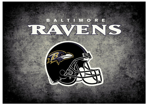 526-5025. Baltimore, Bal, Ravens, 6'X8', Distressed, Rug, GB, NFL, Imperial