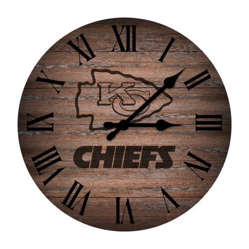 Kansas City, Chiefs, KC,16", Rustic, Clock, Imperial, NFL, 720801138381, 660-1006