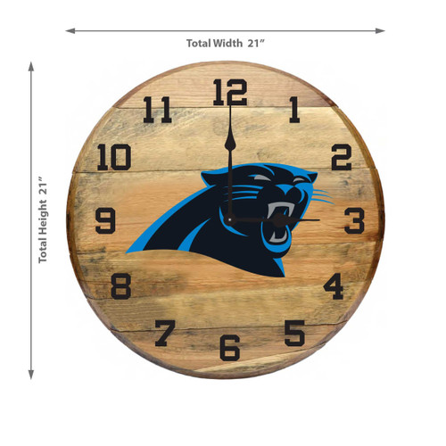 Carolina Panthers 21" Oak Barrel Clock