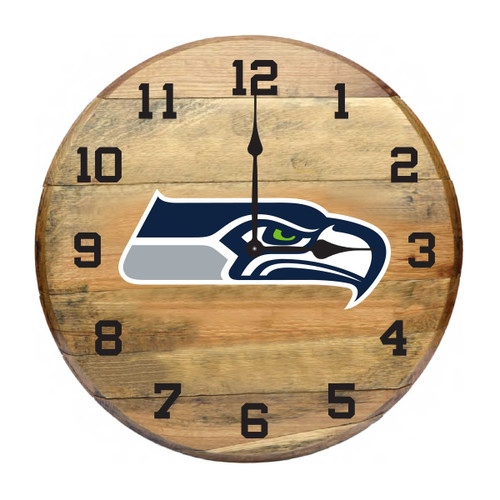630-1024, Seattle Seahawks, 720801000329, Oak, Barrel, Clock, Kentucky, oak charred, whiskey, top, NFL