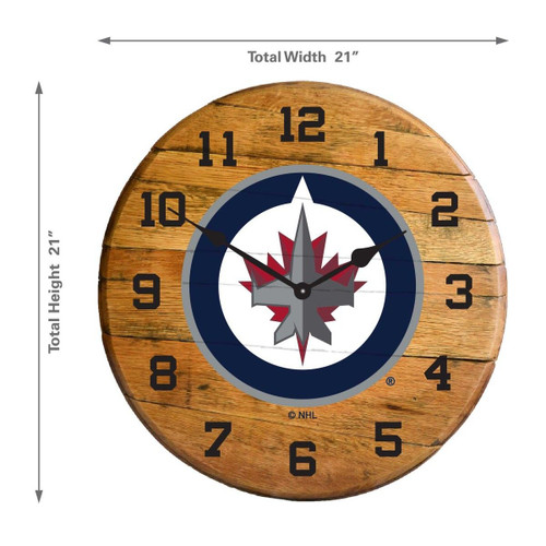 630-4007, Winnipeg, Jets, 720801956862, Oak, Barrel, Clock, Kentucky oak