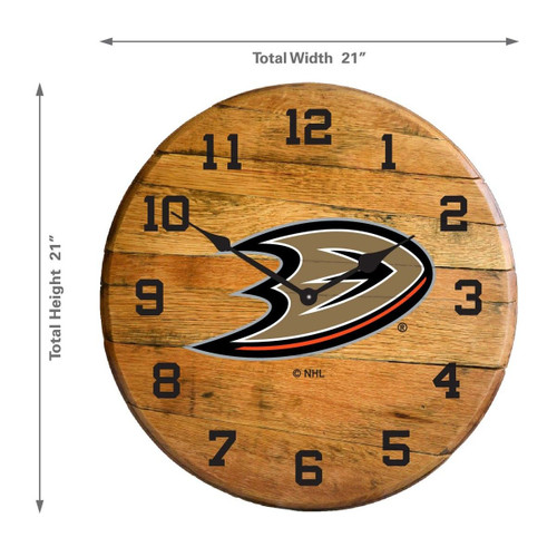 630-4015, Anaheim, Ducks, 720801956947, Oak, Barrel, Clock, Kentucky oak