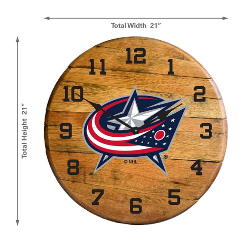 630-4019, Columbus, Blue, Jackets, 720801956985, Oak, Barrel, Clock, Kentucky oak