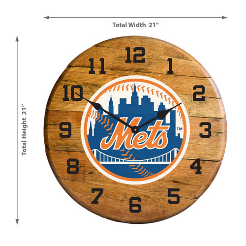 630-2002, New, York, Mets, NYM, 720801909394, Oak, Barrel, Clock, Kentucky oak